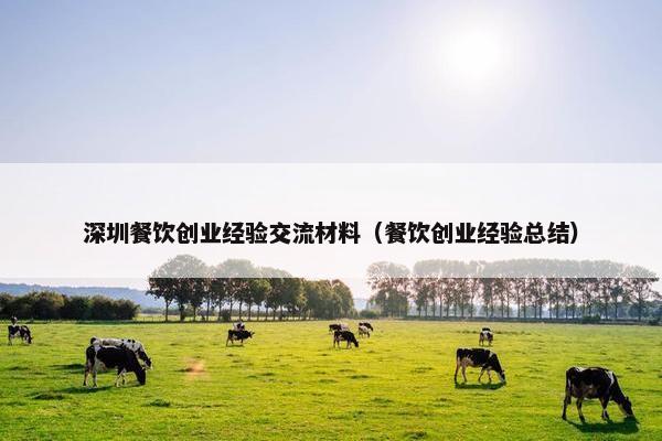 深圳餐饮创业经验交流材料（餐饮创业经验总结）