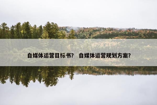 自媒体运营目标书？ 自媒体运营规划方案？