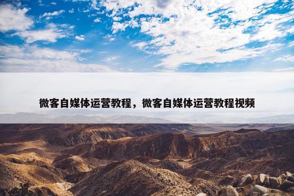 微客自媒体运营教程，微客自媒体运营教程视频