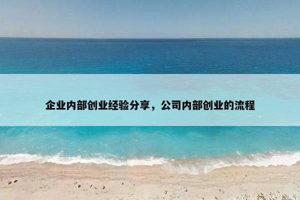 企业内部创业经验分享，公司内部创业的流程