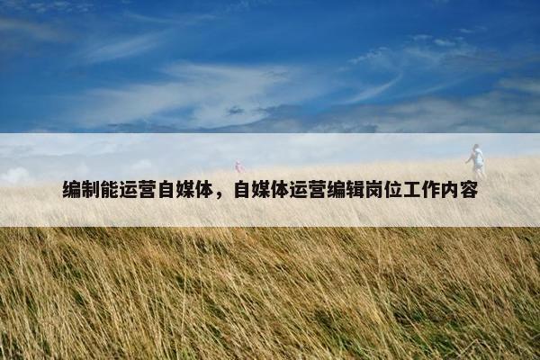 编制能运营自媒体，自媒体运营编辑岗位工作内容