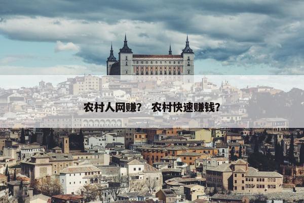 农村人网赚？ 农村快速赚钱？