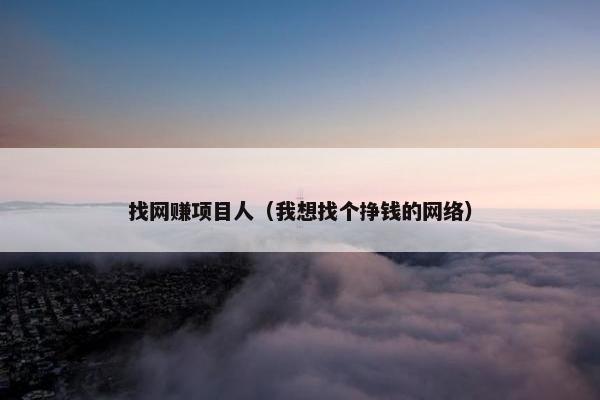 找网赚项目人（我想找个挣钱的网络）