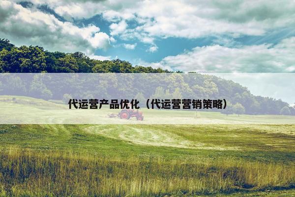 代运营产品优化（代运营营销策略）