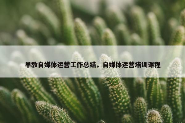 早教自媒体运营工作总结，自媒体运营培训课程