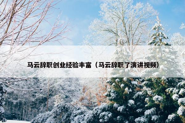 马云辞职创业经验丰富（马云辞职了演讲视频）