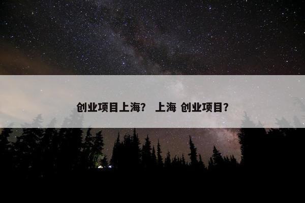 创业项目上海？ 上海 创业项目？
