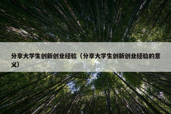分享大学生创新创业经验（分享大学生创新创业经验的意义）