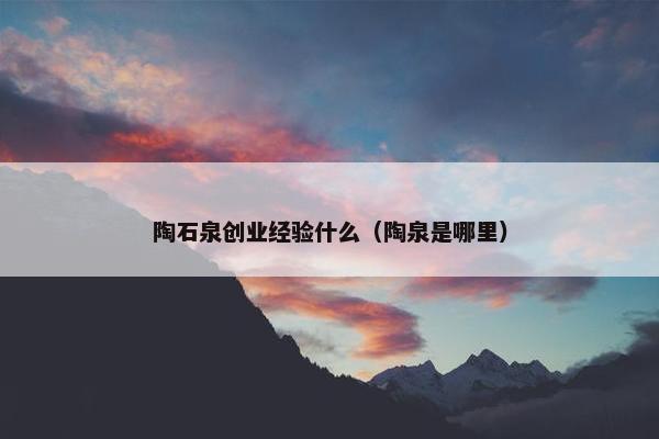 陶石泉创业经验什么（陶泉是哪里）