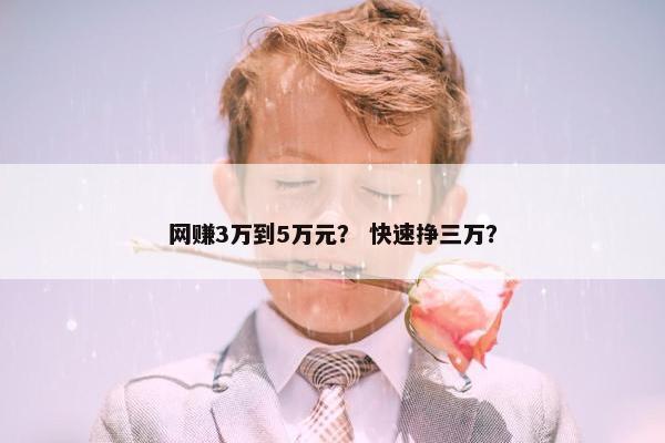 网赚3万到5万元？ 快速挣三万？