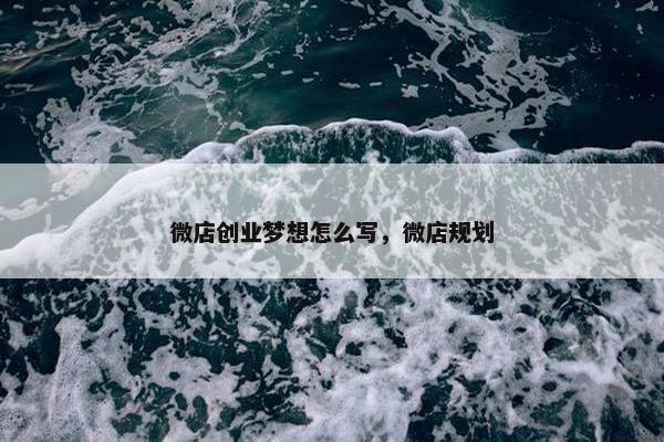 微店创业梦想怎么写，微店规划
