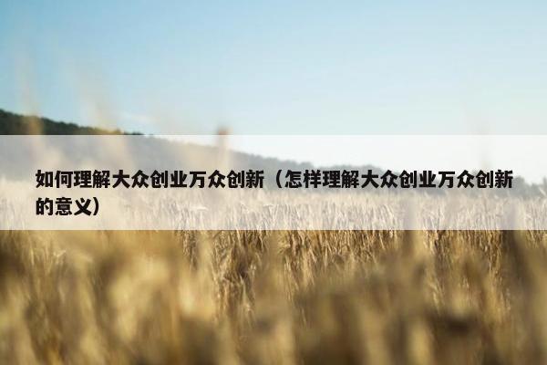 如何理解大众创业万众创新（怎样理解大众创业万众创新的意义）