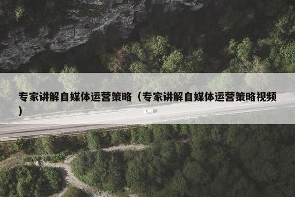 专家讲解自媒体运营策略（专家讲解自媒体运营策略视频）
