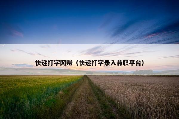 快递打字网赚（快递打字录入兼职平台）