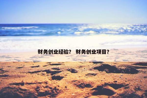 财务创业经验？ 财务创业项目？