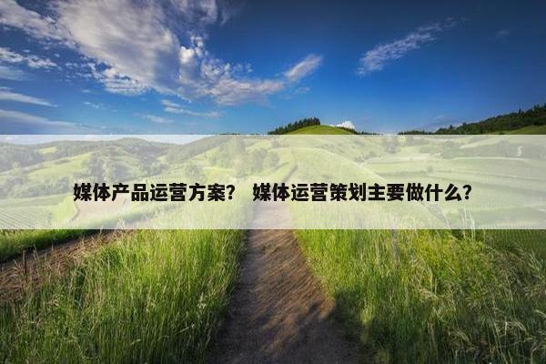 媒体产品运营方案？ 媒体运营策划主要做什么？