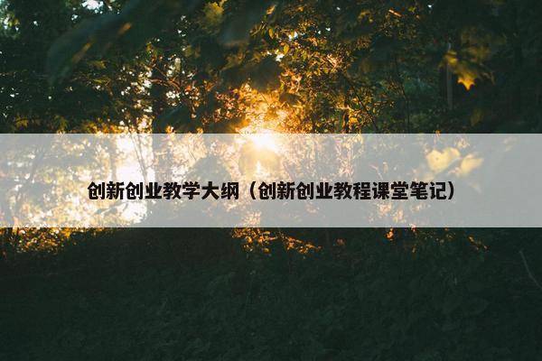 创新创业教学大纲（创新创业教程课堂笔记）
