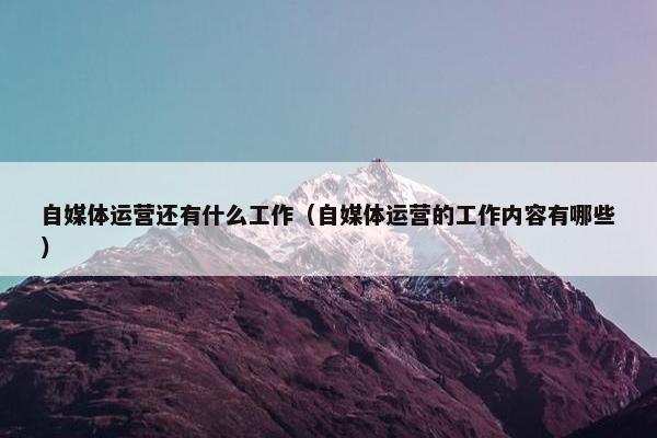 自媒体运营还有什么工作（自媒体运营的工作内容有哪些）