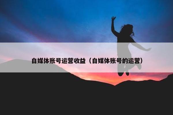自媒体账号运营收益（自媒体账号的运营）