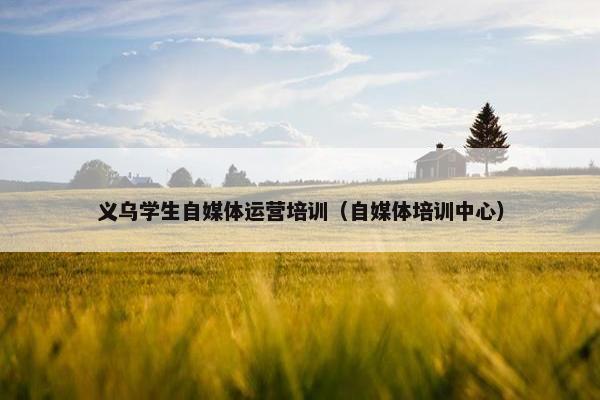 义乌学生自媒体运营培训（自媒体培训中心）