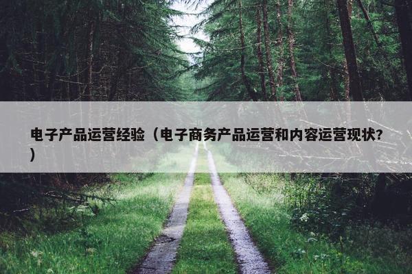电子产品运营经验（电子商务产品运营和内容运营现状?）