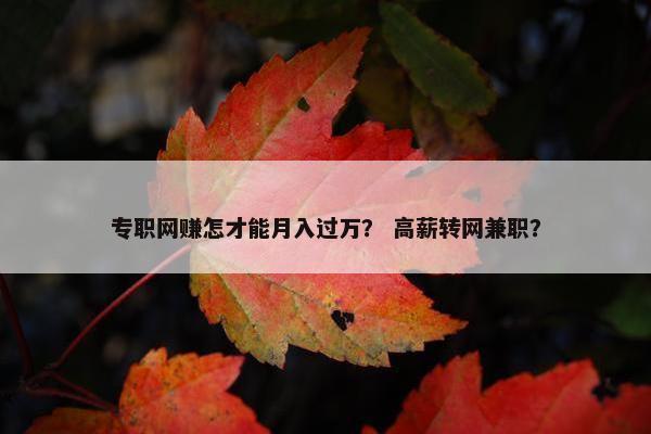 专职网赚怎才能月入过万？ 高薪转网兼职？