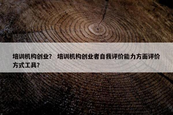 培训机构创业？ 培训机构创业者自我评价能力方面评价方式工具？