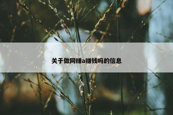 关于做网赚a赚钱吗的信息