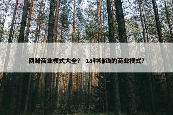 网赚商业模式大全？ 18种赚钱的商业模式？