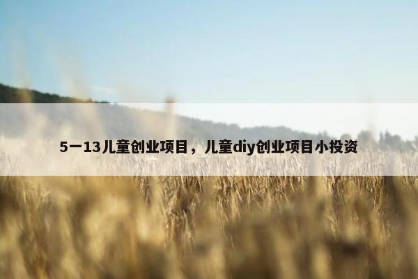 5一13儿童创业项目，儿童diy创业项目小投资