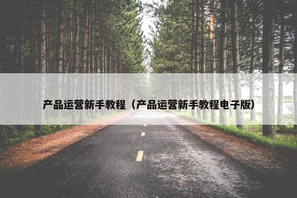 产品运营新手教程（产品运营新手教程电子版）