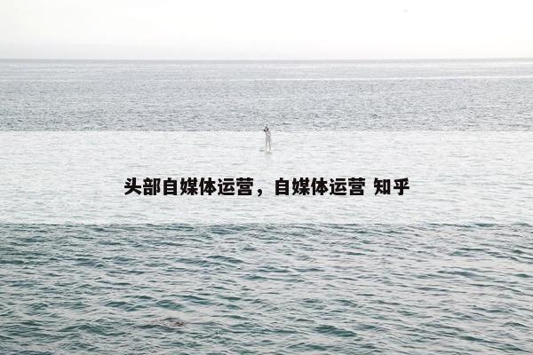 头部自媒体运营，自媒体运营 知乎