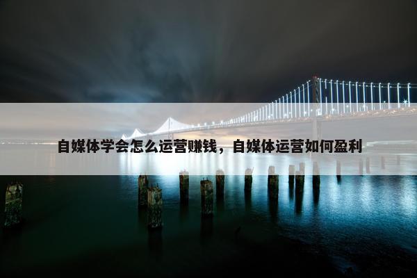 自媒体学会怎么运营赚钱，自媒体运营如何盈利