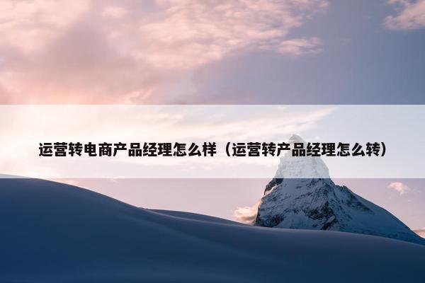 运营转电商产品经理怎么样（运营转产品经理怎么转）