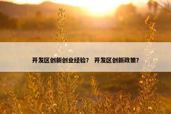 开发区创新创业经验？ 开发区创新政策？
