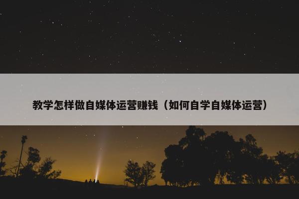 教学怎样做自媒体运营赚钱（如何自学自媒体运营）