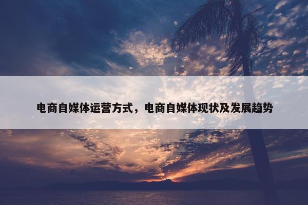 电商自媒体运营方式，电商自媒体现状及发展趋势