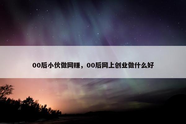 00后小伙做网赚,00后网上创业做什么好 00后小伙做网赚,00后网上创业做什么好