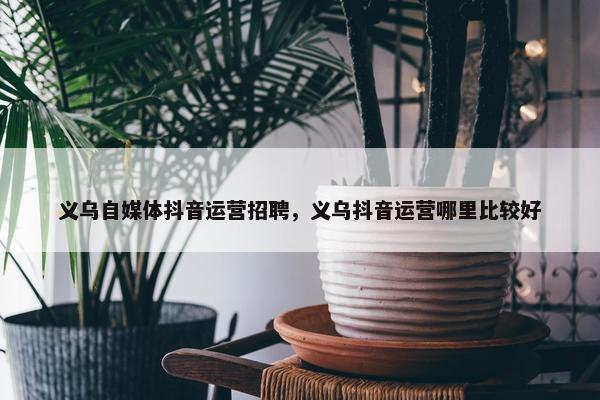 义乌自媒体抖音运营招聘，义乌抖音运营哪里比较好