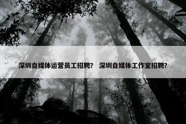 深圳自媒体运营员工招聘？ 深圳自媒体工作室招聘？