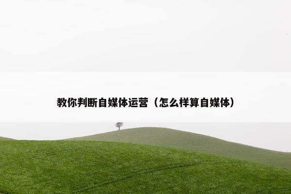 教你判断自媒体运营（怎么样算自媒体）