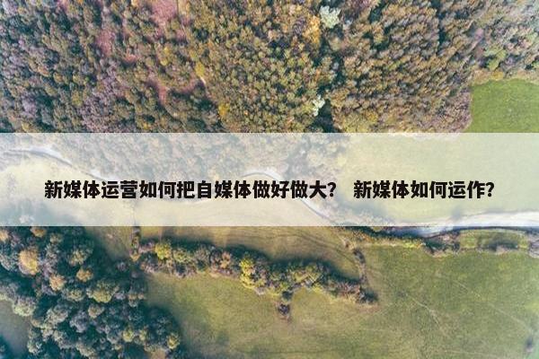 新媒体运营如何把自媒体做好做大？ 新媒体如何运作？