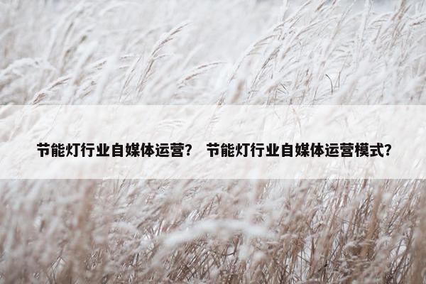 节能灯行业自媒体运营？ 节能灯行业自媒体运营模式？