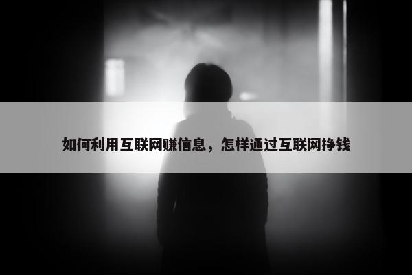 如何利用互联网赚信息，怎样通过互联网挣钱