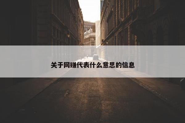 关于网赚代表什么意思的信息 关于网赚代表什么意思的信息