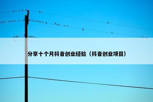 分享十个月抖音创业经验(抖音创业项目)