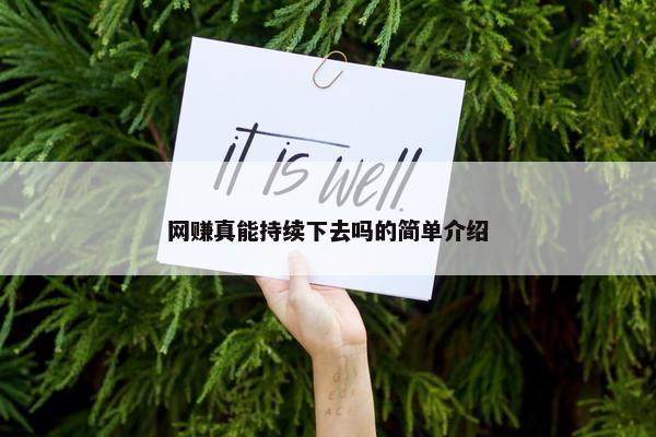 网赚真能持续下去吗的简单介绍
