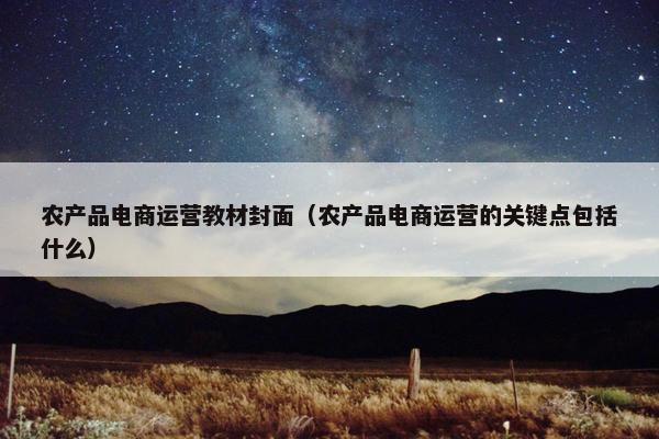 农产品电商运营教材封面（农产品电商运营的关键点包括什么）