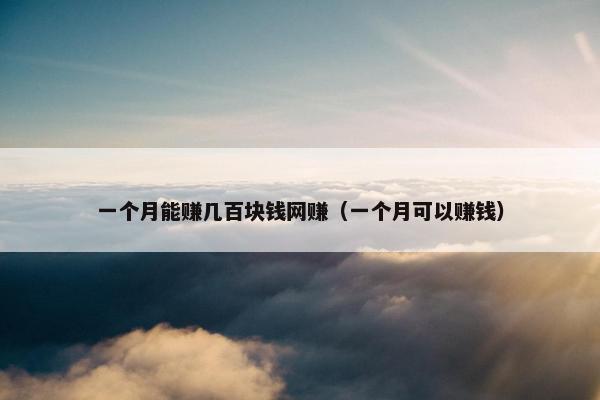 一个月能赚几百块钱网赚（一个月可以赚钱）