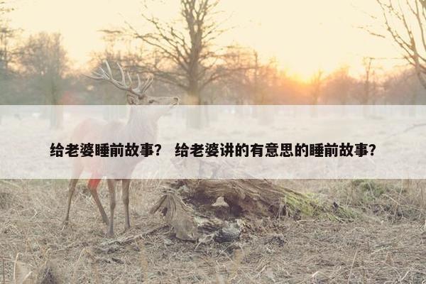 给老婆睡前故事？ 给老婆讲的有意思的睡前故事？